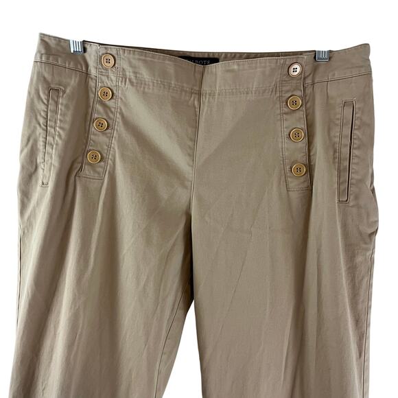 Talbots Heritage Fit Women's Tan Khaki Pants Sailor Buttons Size 14W - Picture 6 of 6